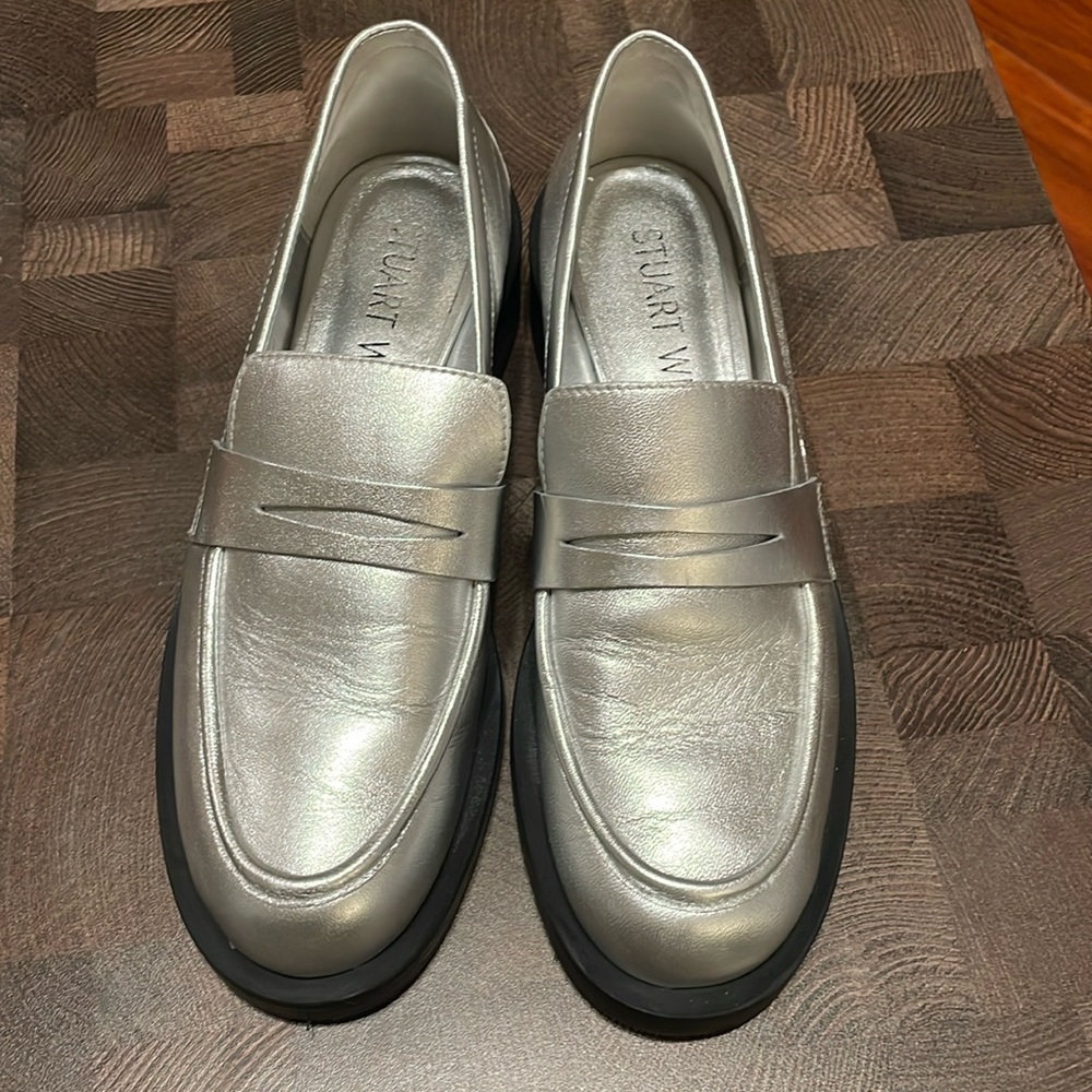 Silver STUART WEITZMAN loafers